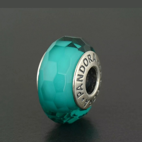 Pandora shimmering teal murano glass bead. - Picture 6 of 7